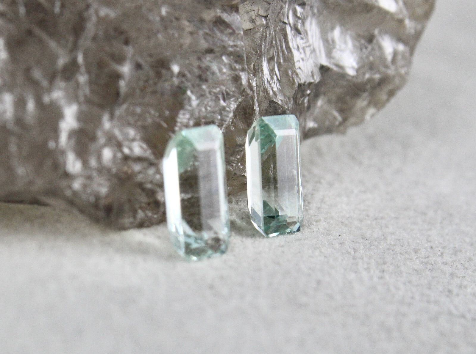 Natural Aquamarine 3.30 Ct Octagon Cut 2 Pcs Gemstone Ring Earring Pair