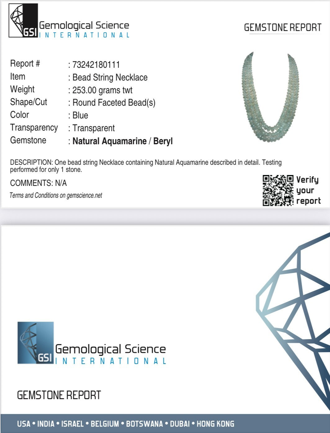 Certified Aquamarine Necklace 3L 1241 Cts Natural Blue Faceted Gemstone Beaded