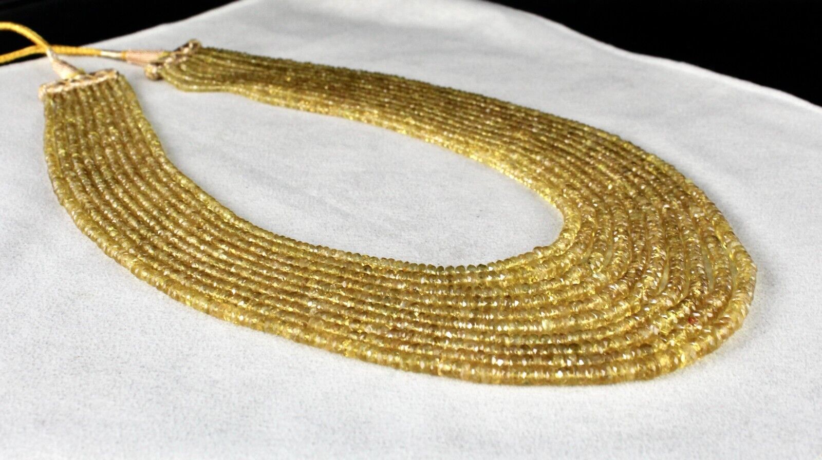 NATURAL YELLOW TOURMALINE BEADS FACETED 10 L 475 CTS BEADED GEMSTONE NECKLACE