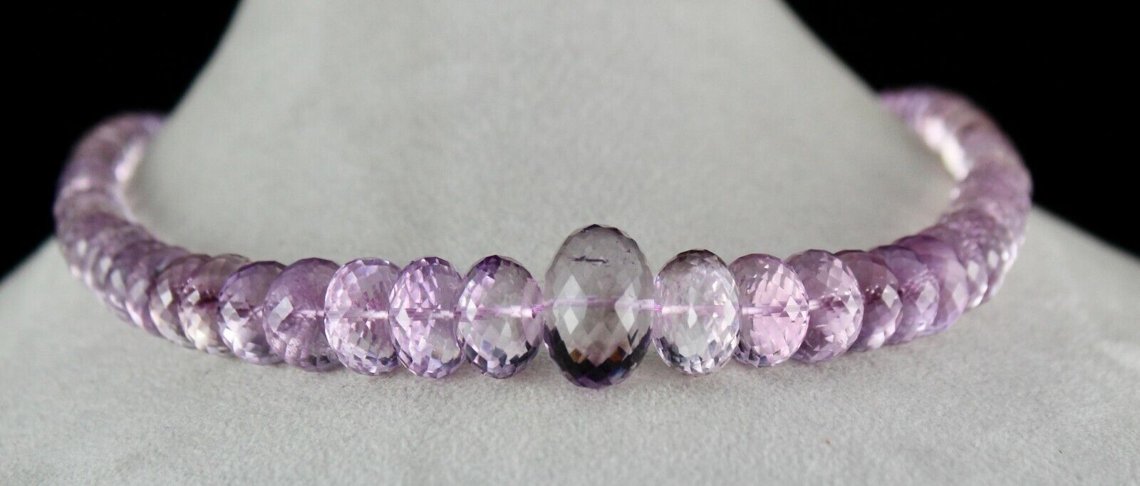 NATURAL PINK AMETHYST BEADS FACETED ROUND 663 CTS GEMSTONE FASHION NECKLACE