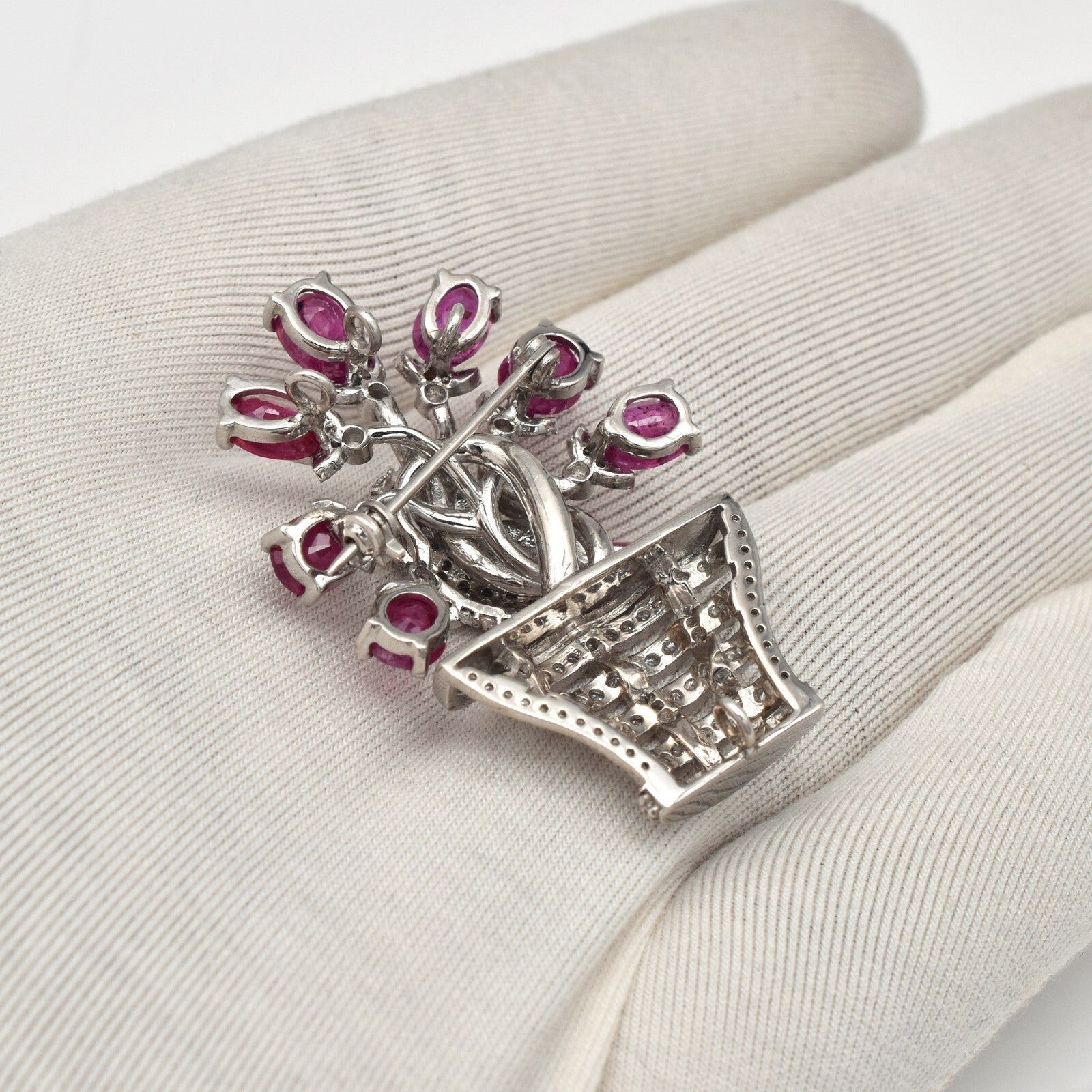 Certified Sterling Silver Peacock Ruby 10ct Mossianite Pendant Brooch Gift