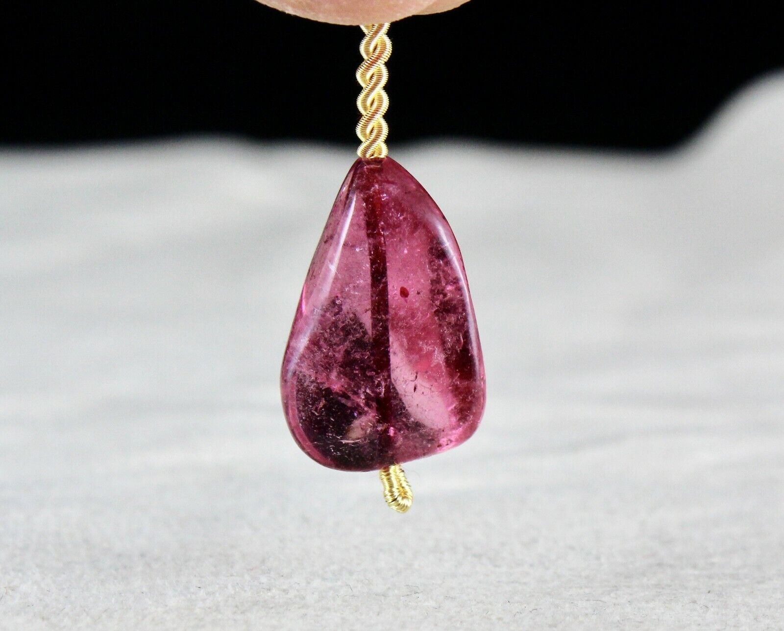 NATURAL PINK TOURMALINE CABOCHON DRILLED BEAD 15 CTS GEMSTONE HANGING PENDANT