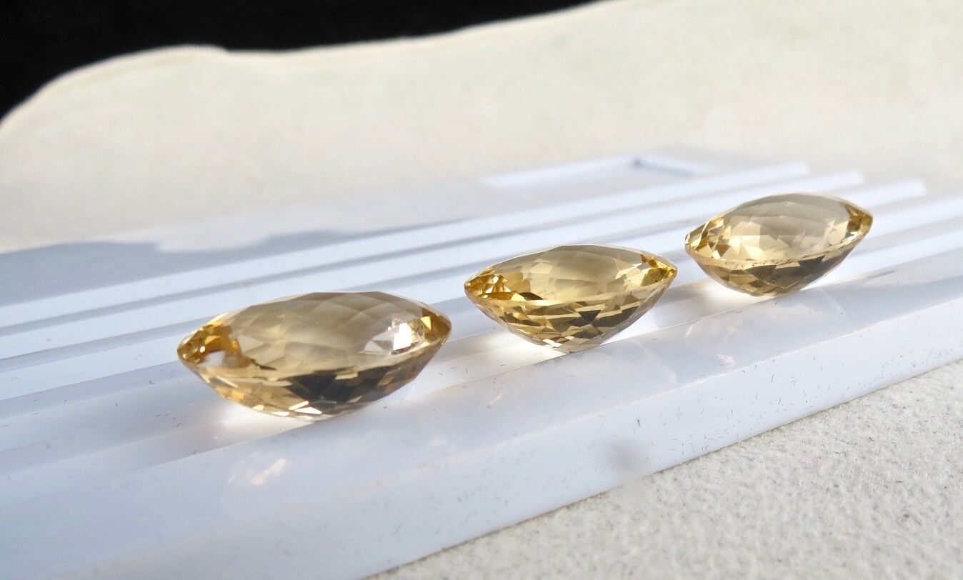 Natural Yellow Citrine Oval Cut 3 Pc 46.38 Ct Loose Gemstone For Earring Pendant