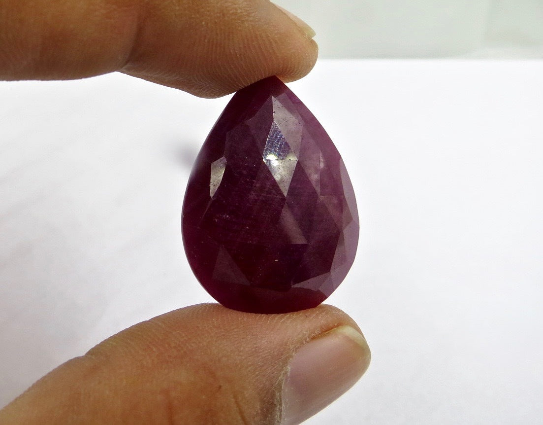 Natural Unheat Ruby 143 Ct Faceted Pear Cabochon Gem Earring Design