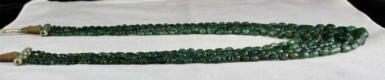 Certified Natural Old Emerald Beads Cabochon Necklace 387 Carats For Wedding