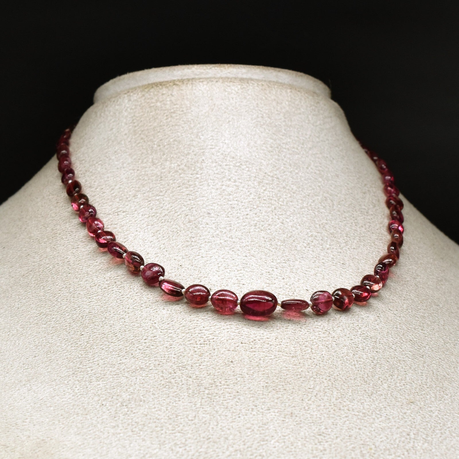 Certified Pink Tourmaline 85 Ct Rubellite Pearl Necklace Beaded Sterling Silver