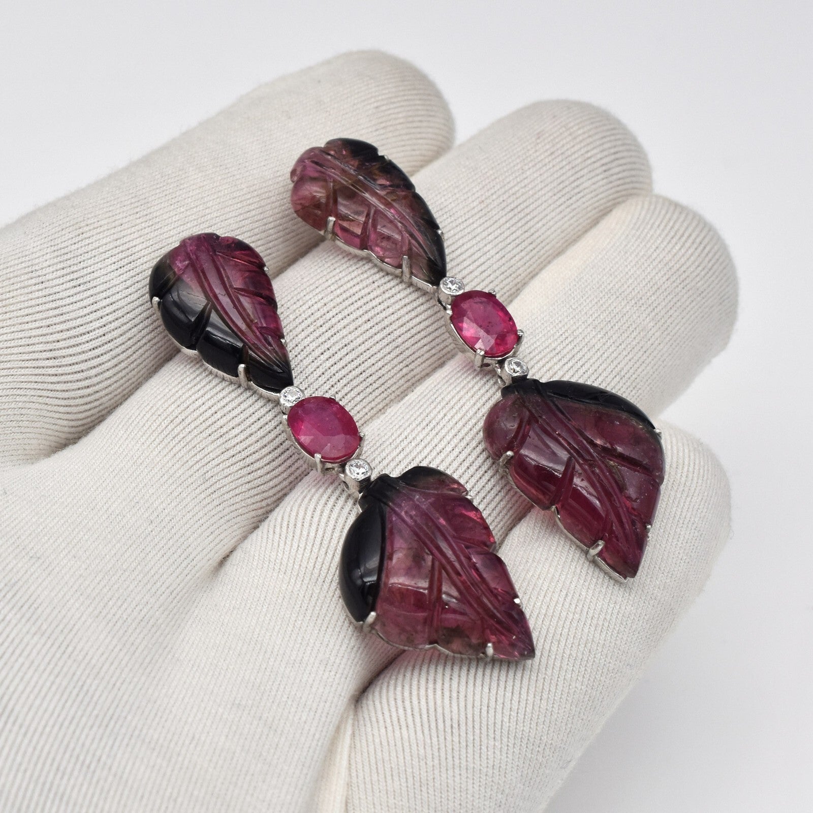 Certified Gemstone 10ct Tourmaline Ruby Mossianite Sterling Silver Earrings