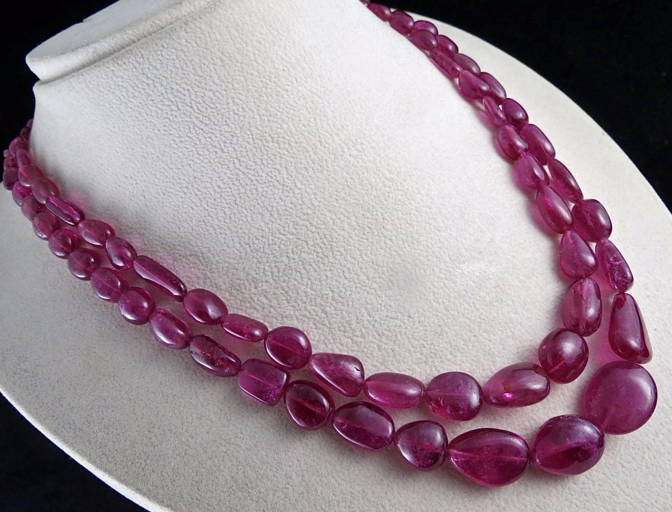 Certified Pink Tourmaline Rubellite 452 Ct Beads Cabochon Gemstone Necklace