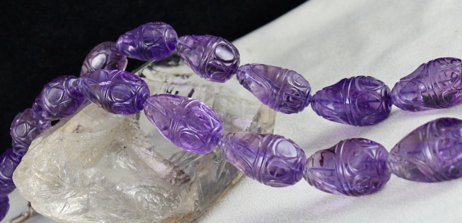 Certified Vintage Natural Amethyst 965 Ct Engraved Drop Sterling Silver Necklace