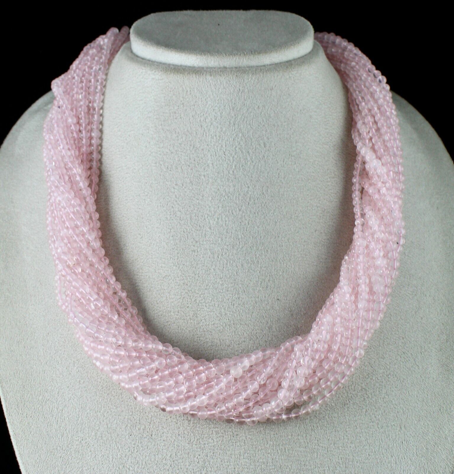 NATURAL PINK ROSE QUARTZ ROUND BEADS 18 LINE 1175 CARATS SEMI-PRECIOUS NECKLACE