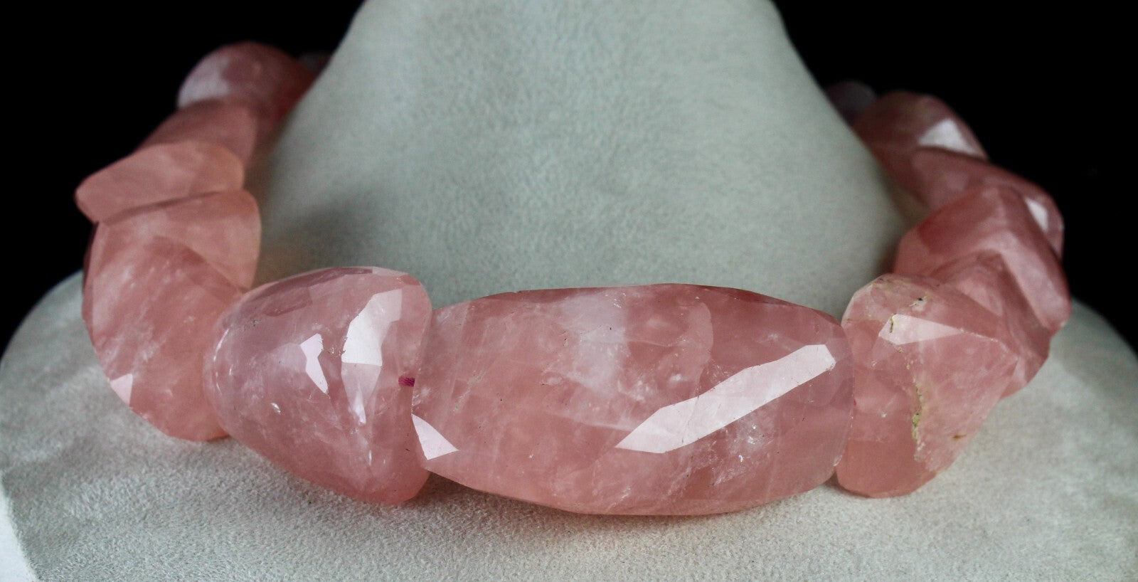 Certified Natural Rose Quartz Faceted Beads 3523 Ct Sterling Silver Necklace