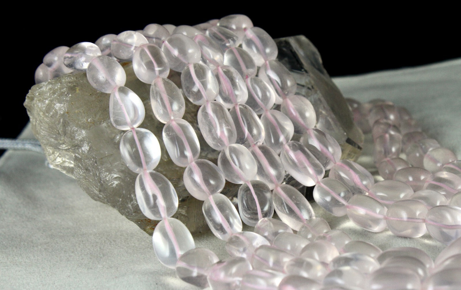 Natural Rose Quartz Beads Nugget Necklace 1439 Ct Carat Weight Fashion Gemstone