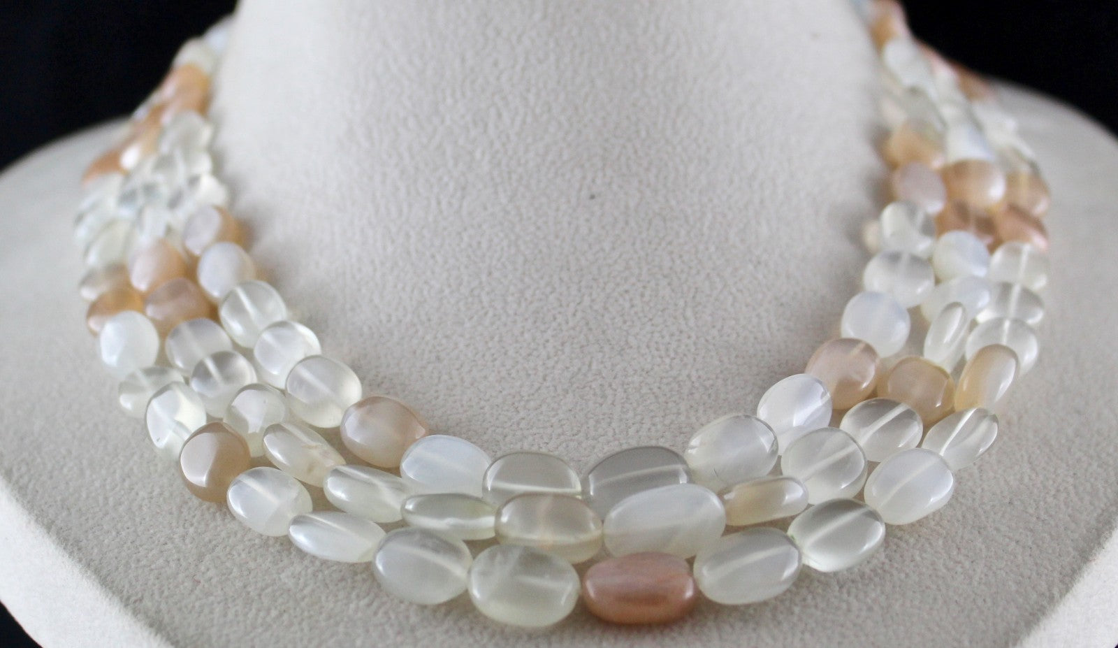 Natural Multi Colour Moonstone 558 Ct Beads Long Gemstone Fashion Necklace