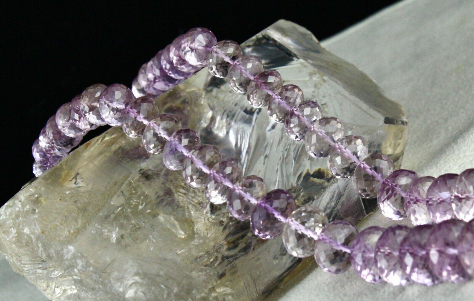 NATURAL PINK AMETHYST BEADS FACETED ROUND 663 CTS GEMSTONE FASHION NECKLACE