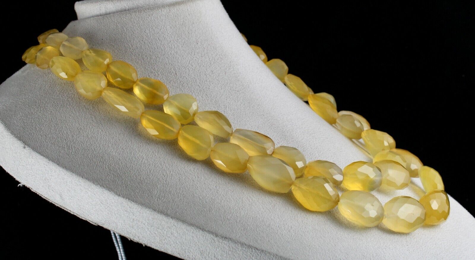 YELLOW CHALCEDONY BEADS FACETED 2 L 1478 CTS GEMSTONE BEADED FASHION NECKLACE