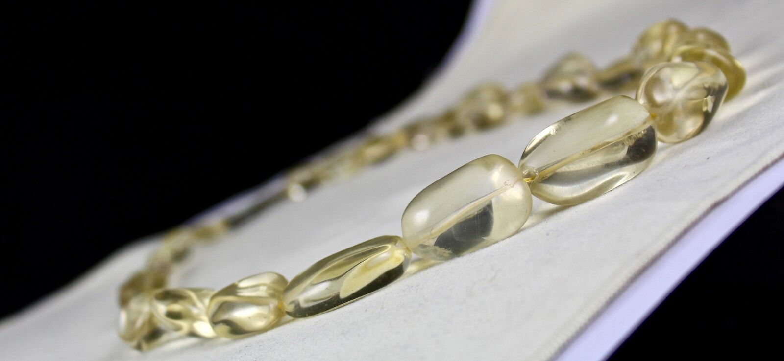 NATURAL LEMON QUARTZ TUMBLE SEMI PRECIOUS BEADS 1 L 580 CARATS GEMSTONE NECKLACE