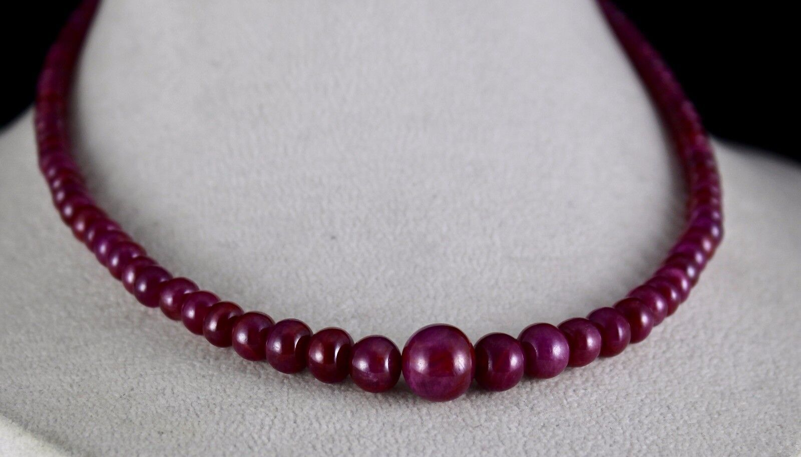 NATURAL UNTREATED RUBY BEADS ROUND 1 LINE 216 CTS GEMSTONE SILVER NECKLACE