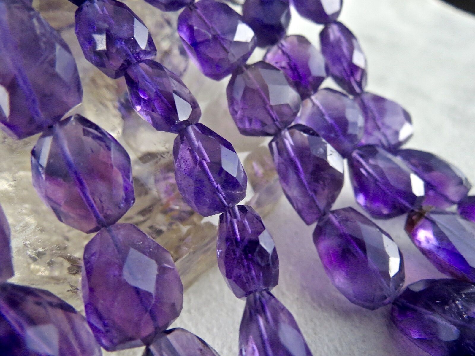 Natural Amethyst Beads Faceted Tumble 3 L 1112 Ct Purple Gemstone Fine Necklace