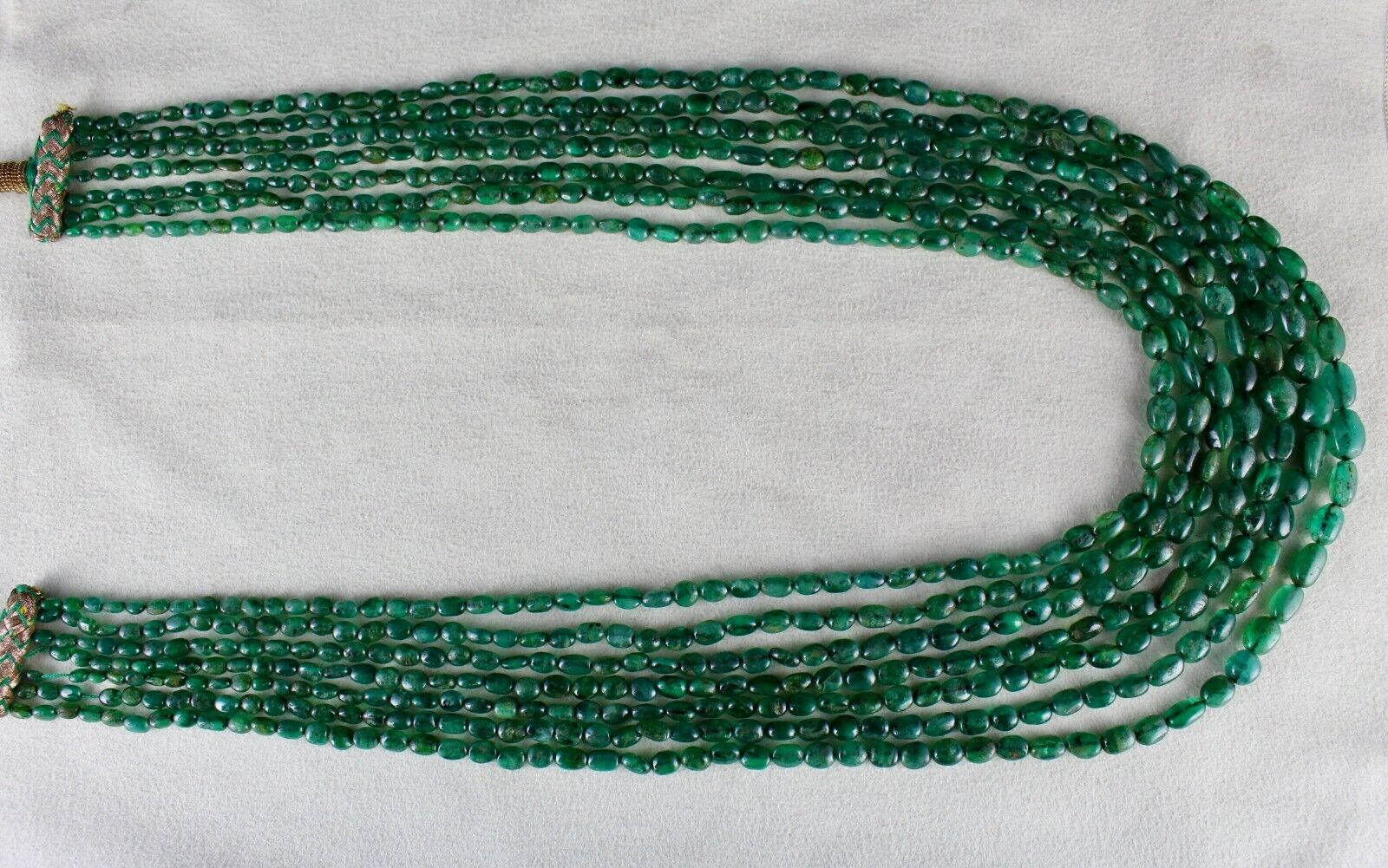 ANTIQUE NATURAL EMERALD BEADS NUGGET 7 STRING 471 CARATS GEMSTONE NECKLACE
