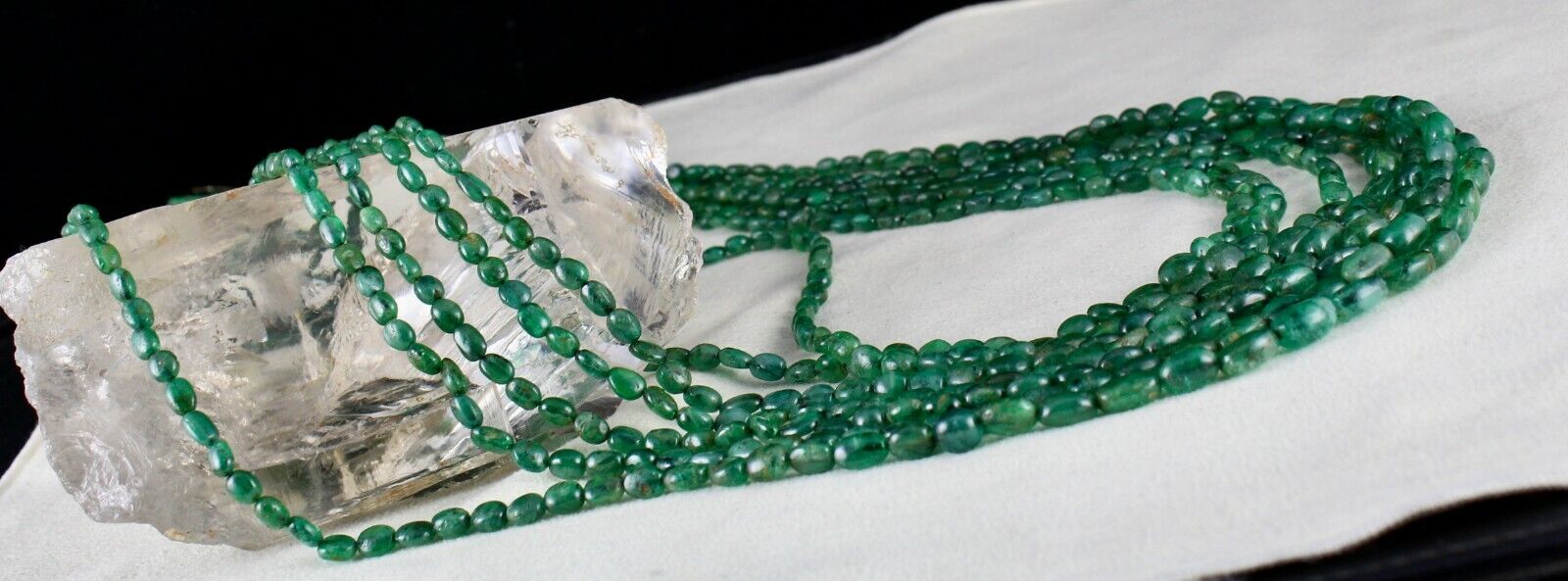 ANTIQUE NATURAL EMERALD BEADS NUGGET 7 STRING 471 CARATS GEMSTONE NECKLACE