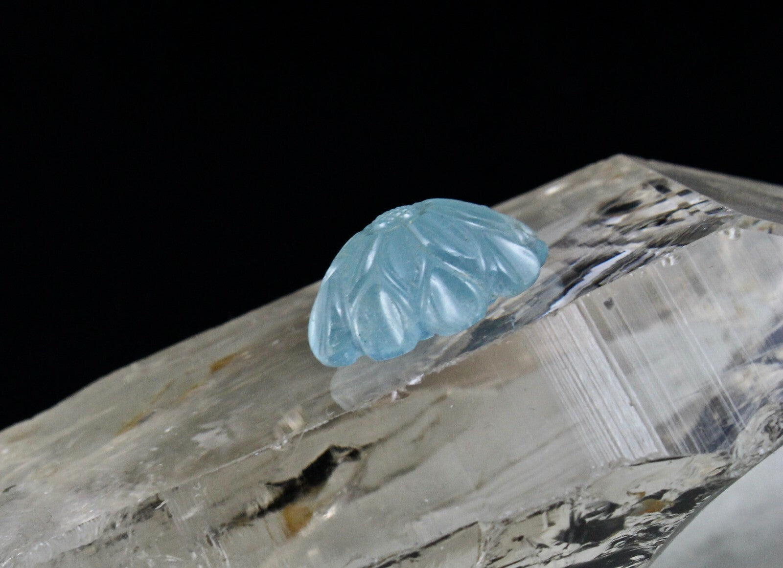 Blue Aquamarine Carved Flower 32.75 Ct Gemstone Ring Pendant Design