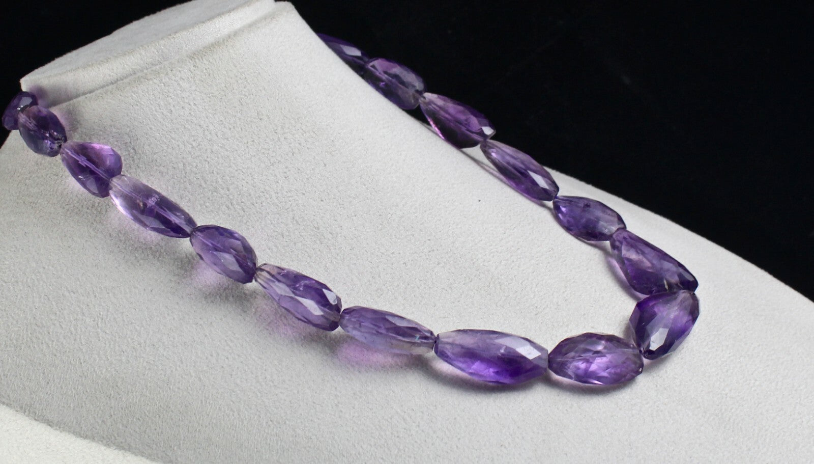 Fine 528 Ct Natural Amethyst Beads Necklace Faceted Gemstone Sterling Silver