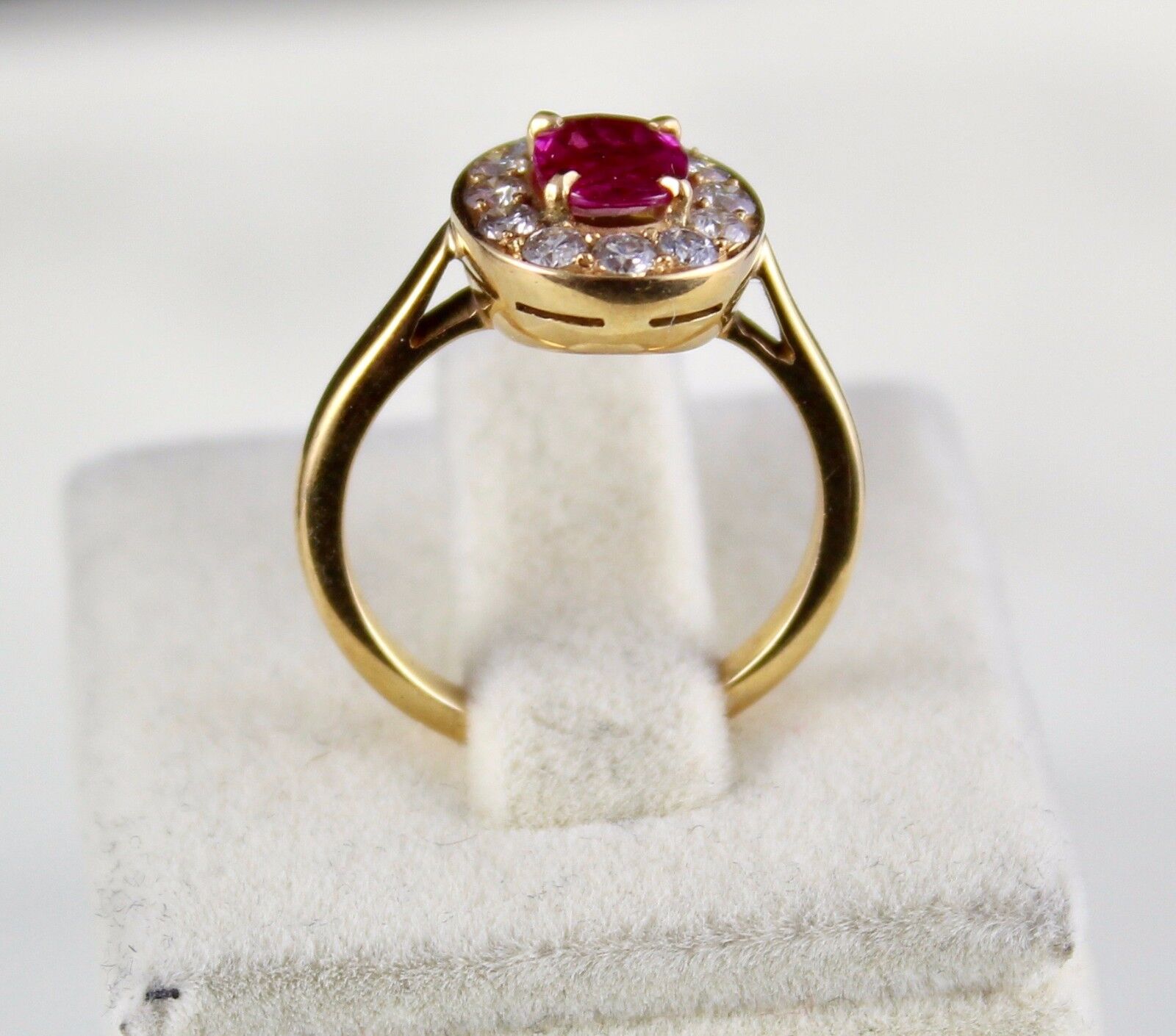 NATURAL HEATED RUBY RING 1.03 CTS OVAL STONE DIAMOND CUT 18K YELLOW GOLD