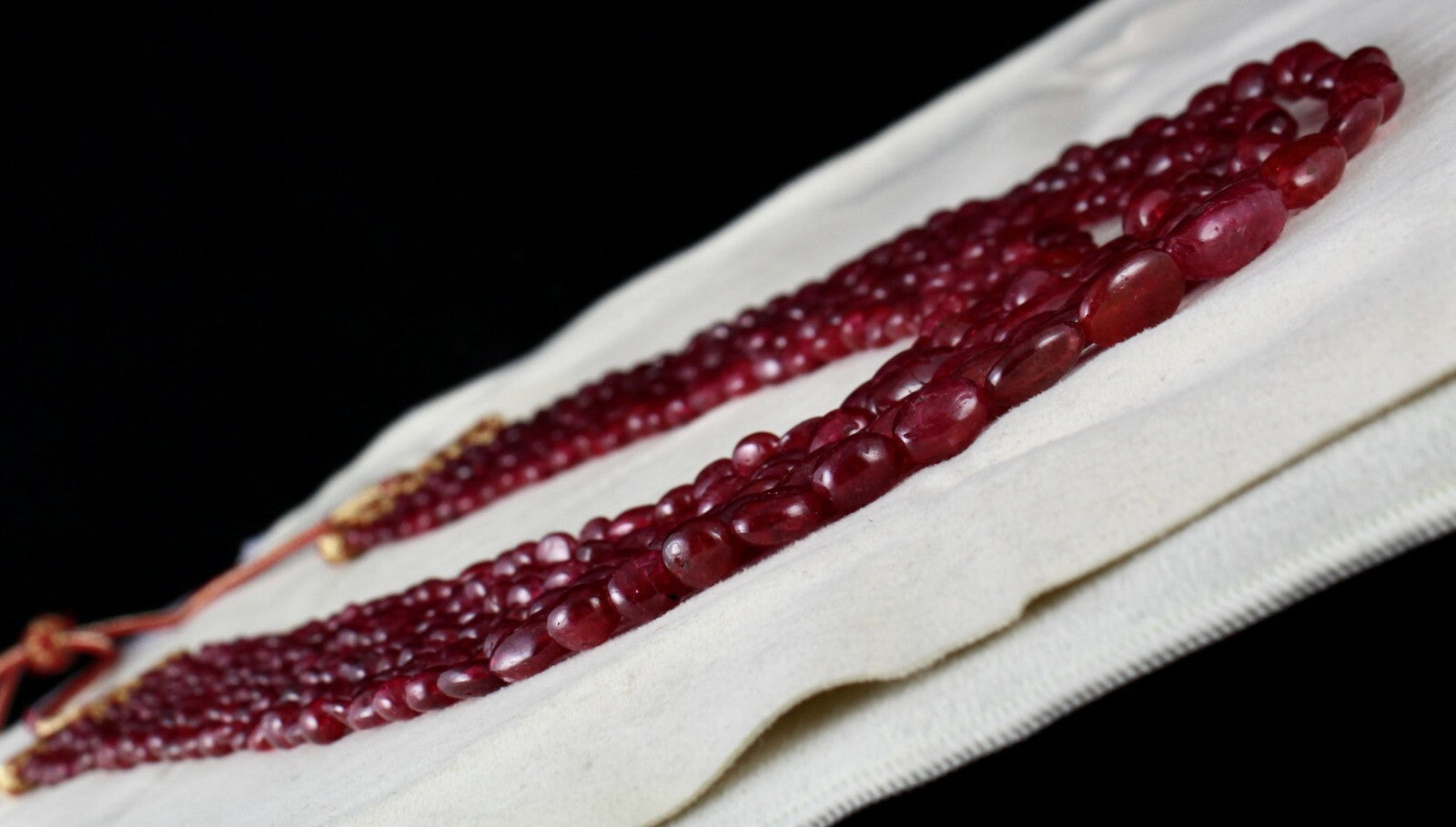 Certified Natural Red Spinel Necklace 814 Ct Cabochon Beads 7 Line Gemstone