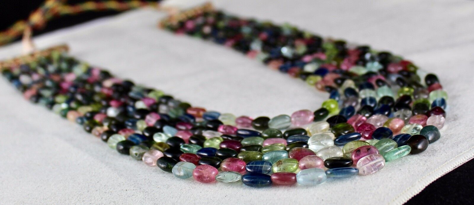 NATURAL MULTI TOURMALINE BEADS CABOCHON 7 LINE 700 CARATS GEMSTONE NECKLACE