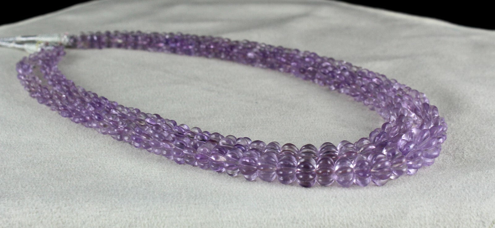 Certified Natural Pink Amethyst 461 Ct Carved Beads Necklace 2 Line For Women