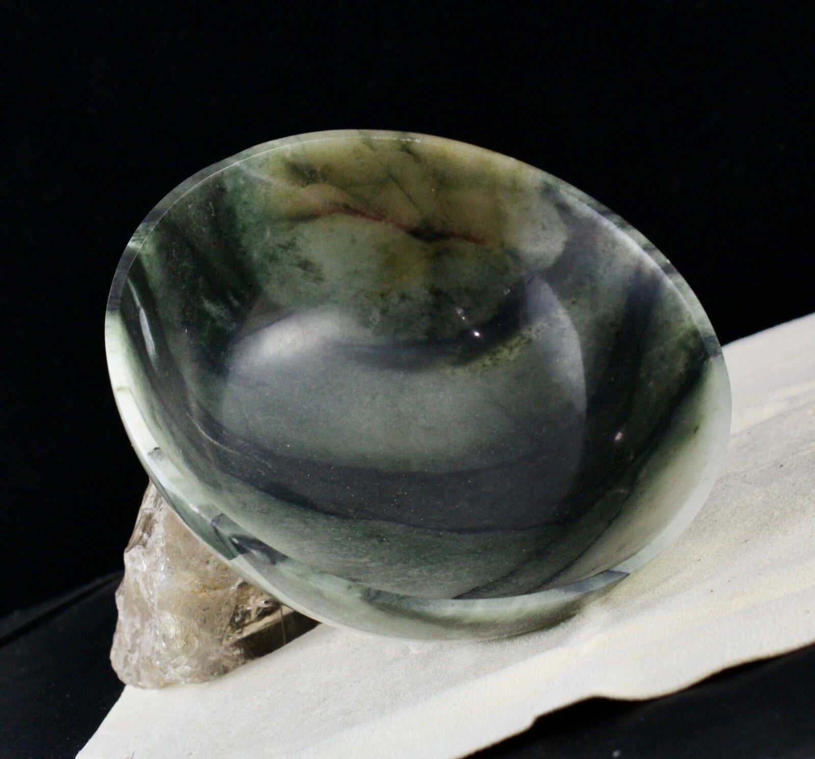 1660 Ct Natural Green Agate Carved Designer Round Bowl For Home Decor