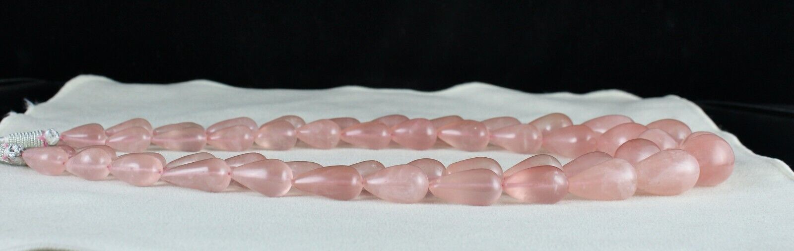 NATURAL ROSE QUARTZ BEADS DROPS CABOCHON 2 L 1002 CTS GEMSTONE FASHION NECKLACE