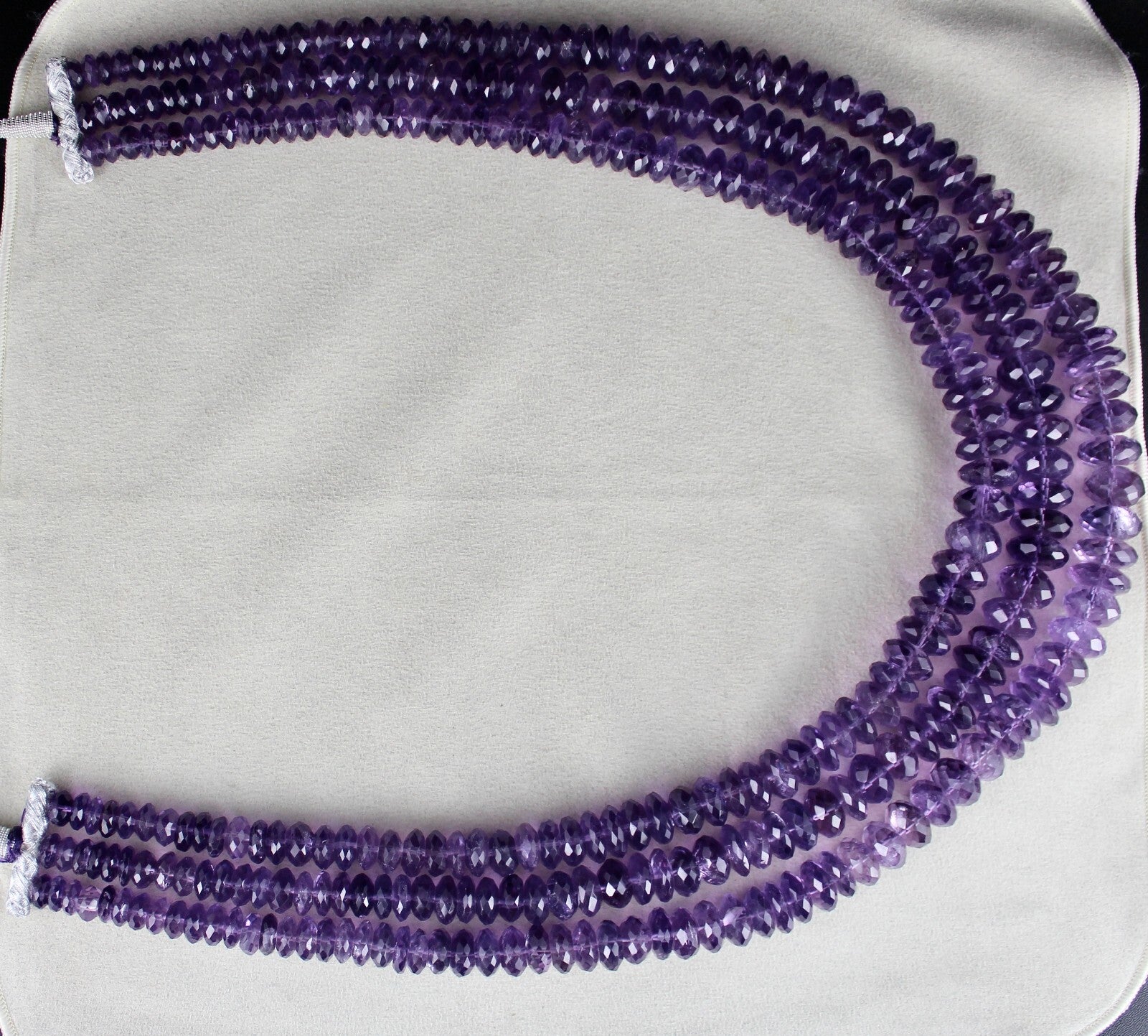 Certified Natural Brazilian Amethyst 3 Ct Faceted Beads Round 2320 Necklace