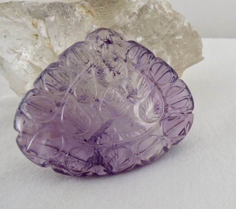 NATURAL BRAZILIAN AMETHYST HEART CARVED 253 CTS 46 MM BIG GEMSTONE PENDANT