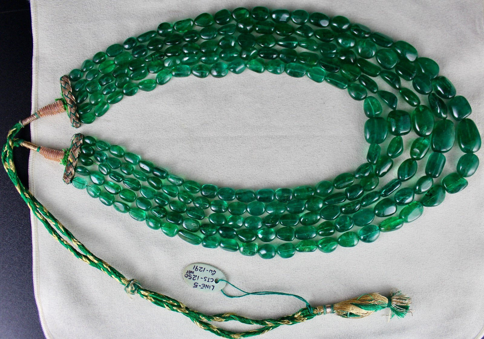 Certified Natural Zambian Emerald Beads Cabochon 1250ct Gemstone Necklace