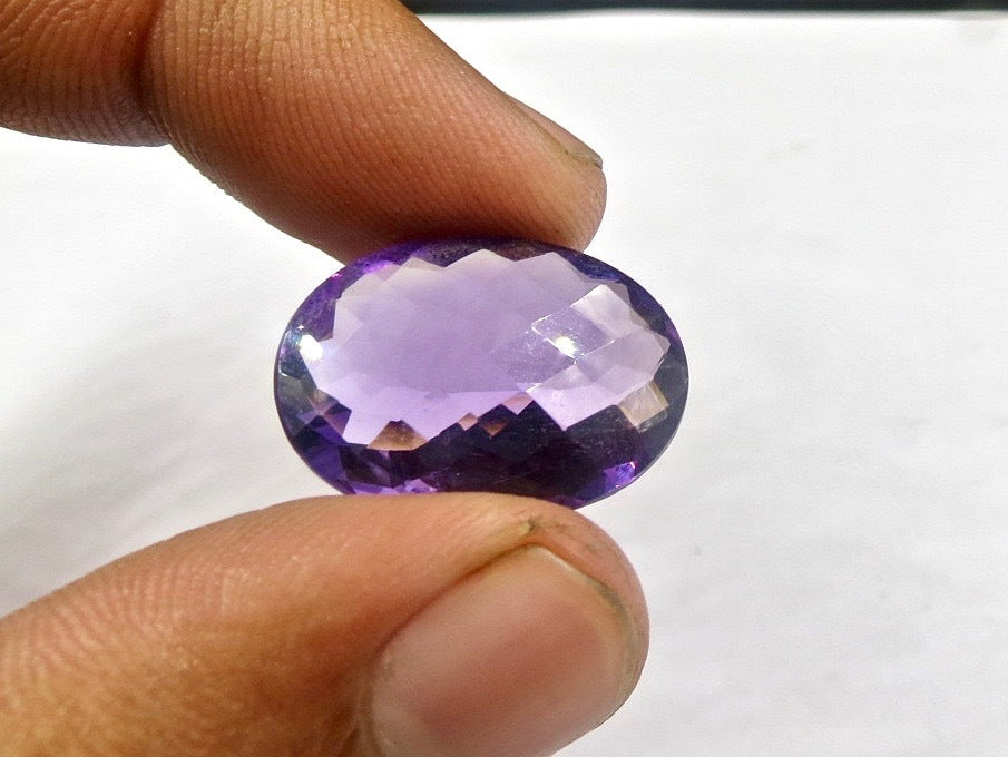 Amethyst Faceted Oval 15.47 Ct Gemstone Ring Pendant Semi Precious