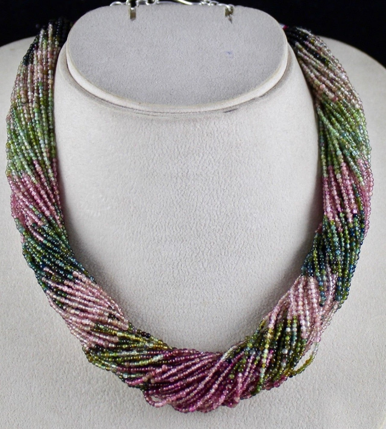 Certified Multi Color Natural Tourmaline 580ct Bunch Sterling Silver Necklace