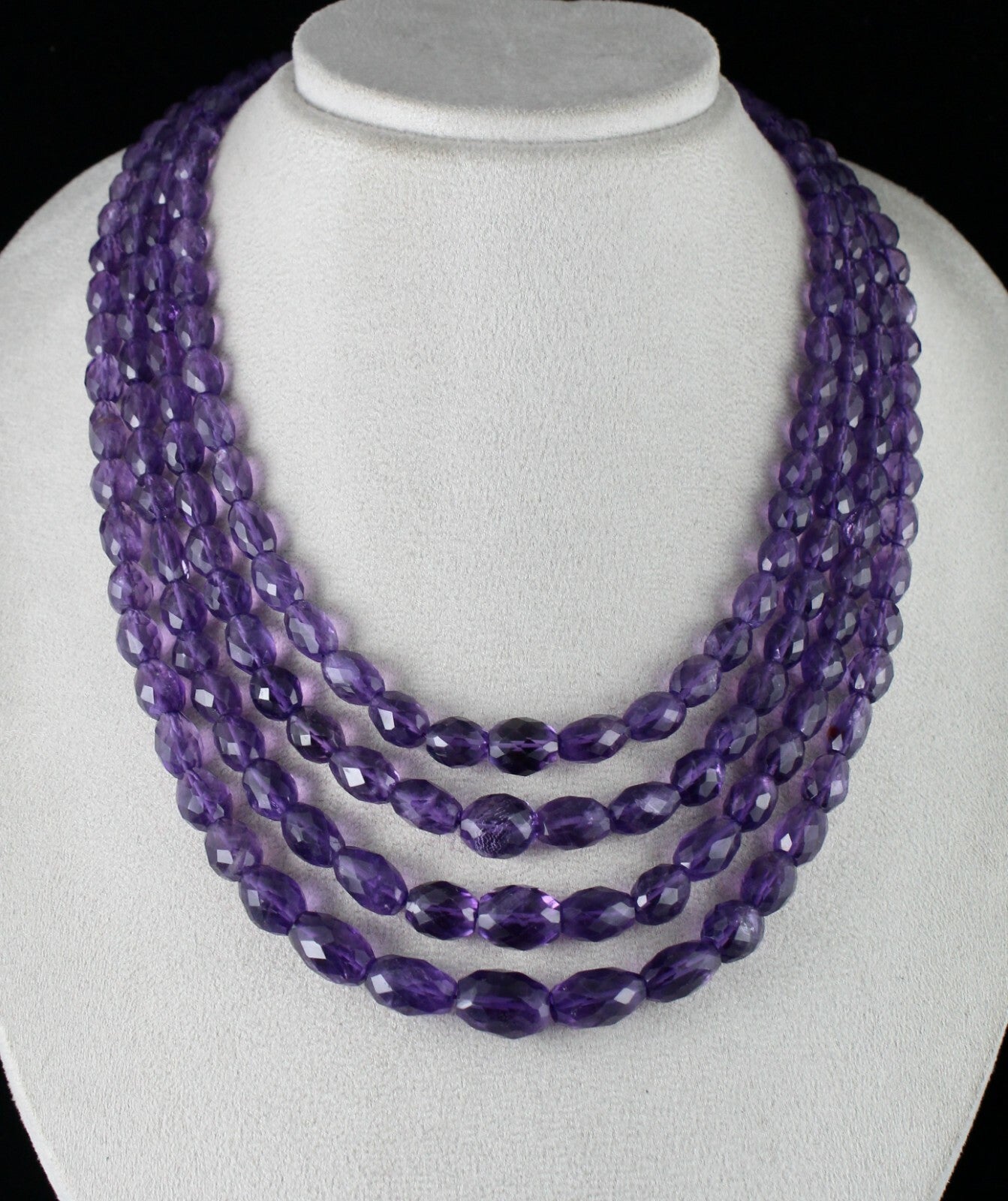 Certified Natural Amethyst 911 Ct Faceted Purple Gemstone Fashion Necklace
