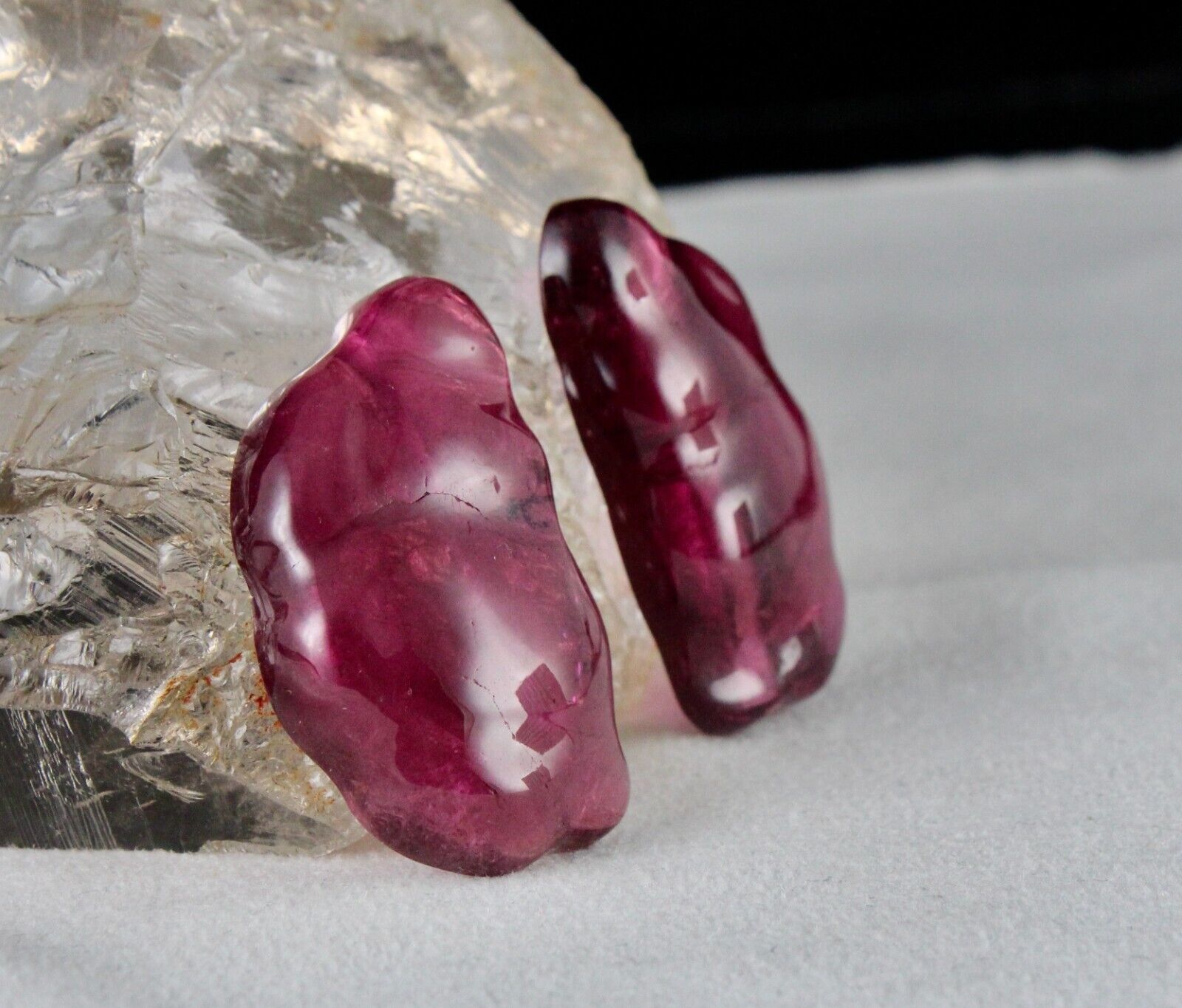 Natural Rubellite Tourmaline Fancy Cabochon 147 Ct Pair Gemstone Design Earring
