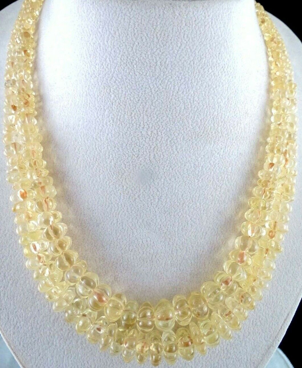 Natural Yellow Citrine Carved Melon Beads 2 L 540 Ct Gemstone Finest Necklace