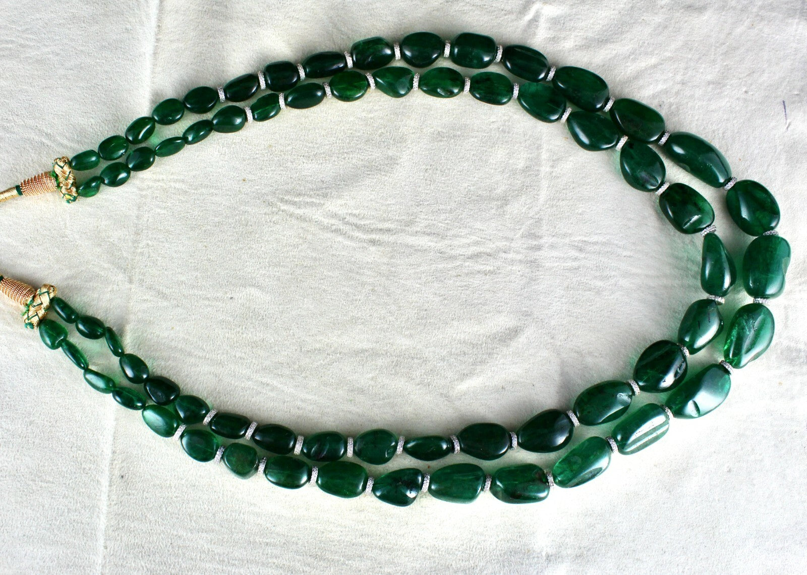 Certified Classic Natural Emerald Cabochon Beads 892 Ct Gemstone Necklace
