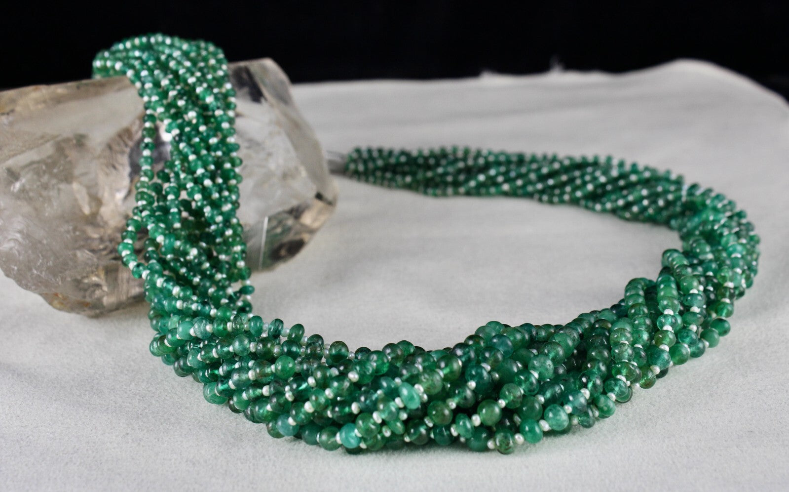 Certified Natural Emerald 622 Ct Pearl Beads Round Gemstone Party Necklace