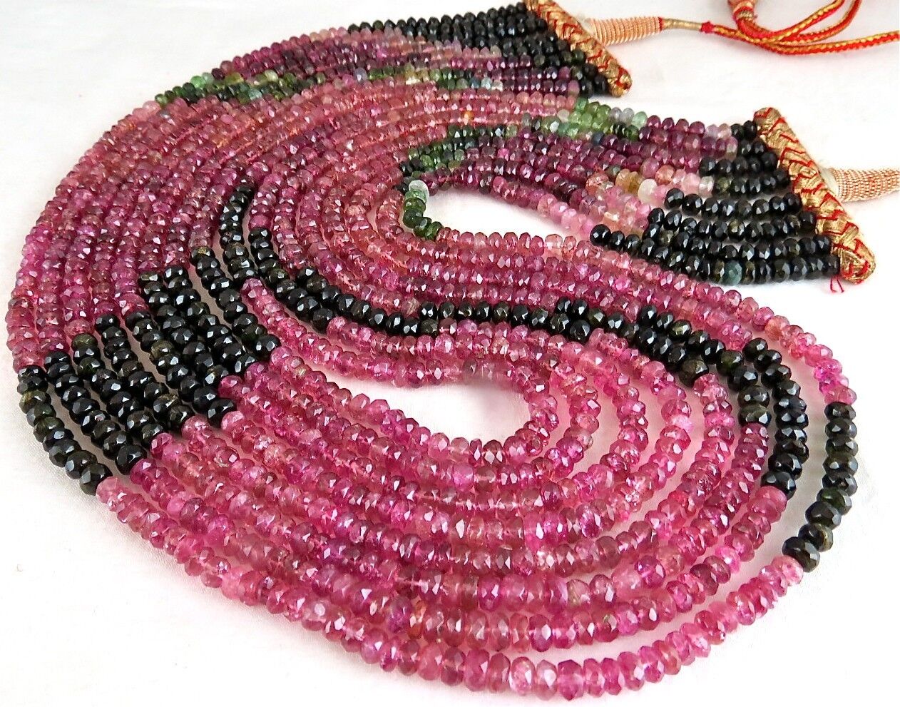 NATURAL MULTI COLOUR TOURMALINE BEADS FACETED ROUND 835 CTS GEMSTONE NECKLACE