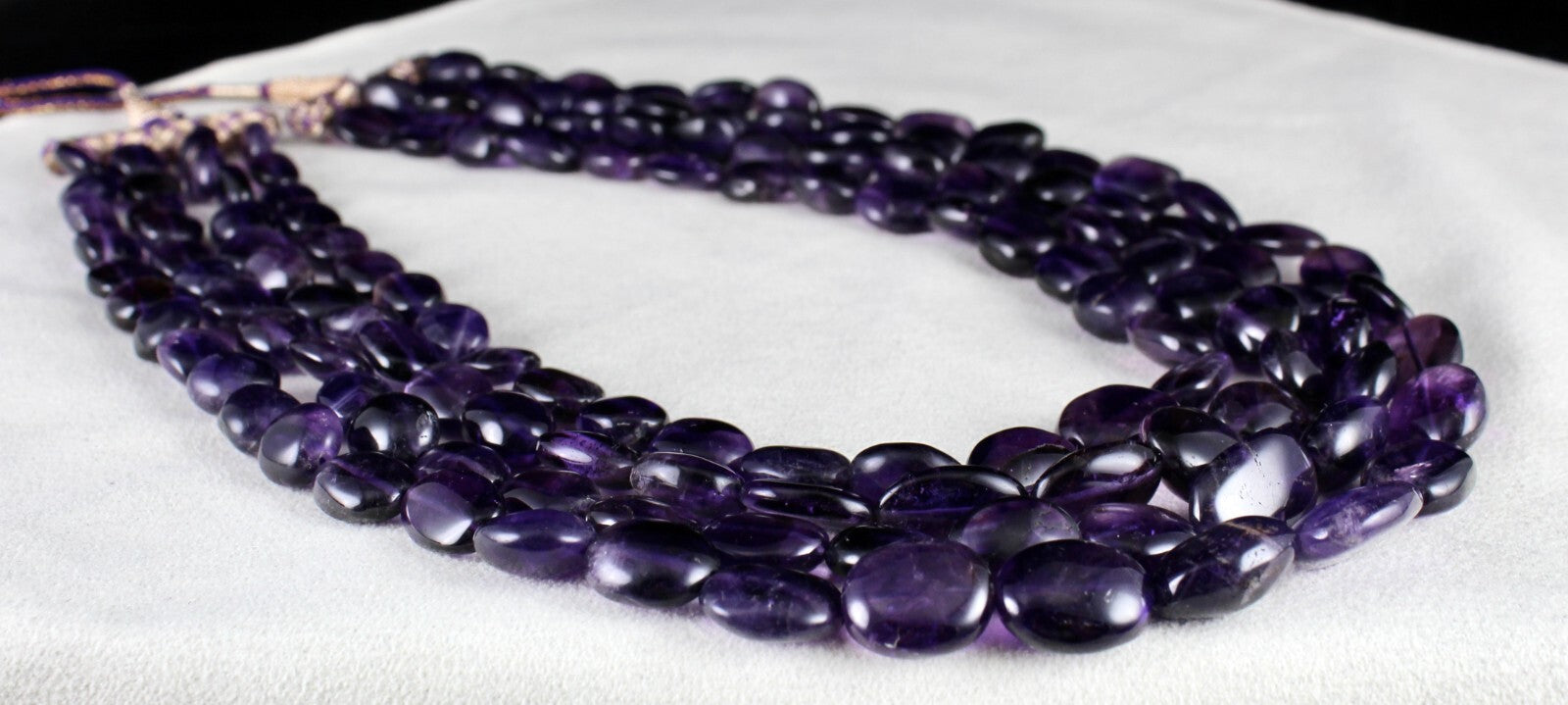 Natural Amethyst Oval Cabochon Beads Fashion Necklace 944 Ct Purple Gemstone
