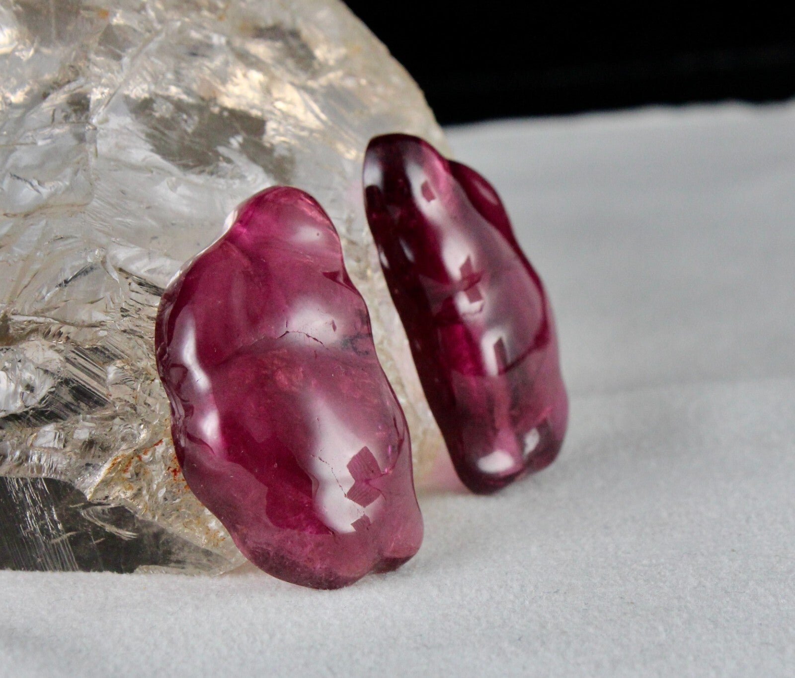 Certified Natural Rubellite Tourmaline 147 Ct Fancy Cabochon Earring Design