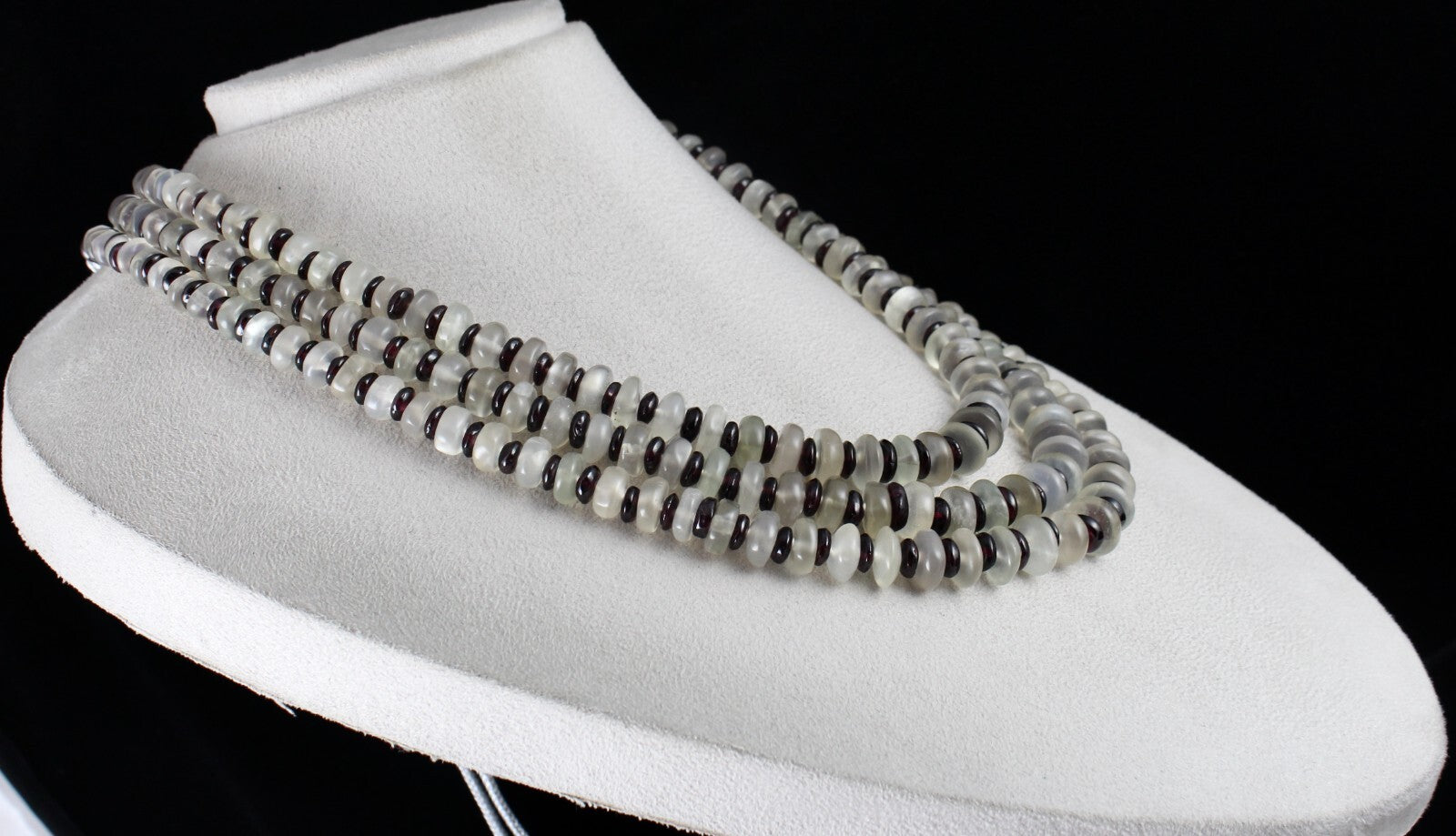 Natural Moonstone Garnet 1163ct Designer Beads Gemstone Necklace 3 L