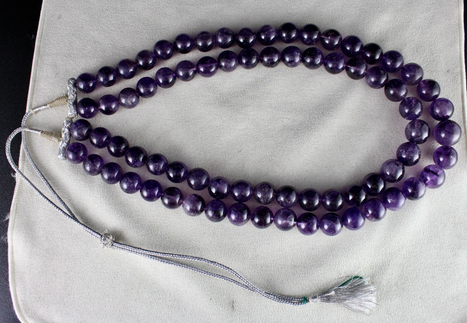 Big Natural Amethyst Beads Necklace Round 17mm 1524 Ct Purple Gemstone Finest 2l