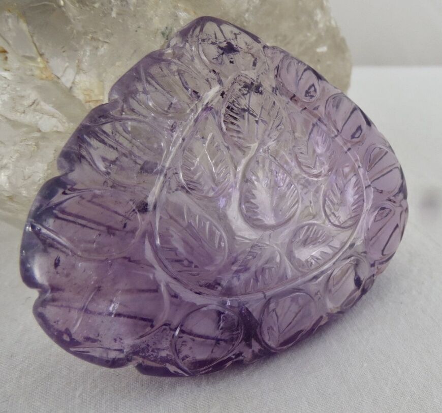 NATURAL BRAZILIAN AMETHYST HEART CARVED 253 CTS 46 MM BIG GEMSTONE PENDANT