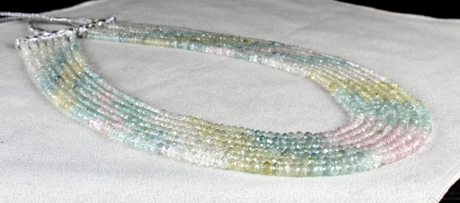 Natural Multi Aquamarine Necklace 392 Carats Gemstone Fine Faceted 7 Line Beads