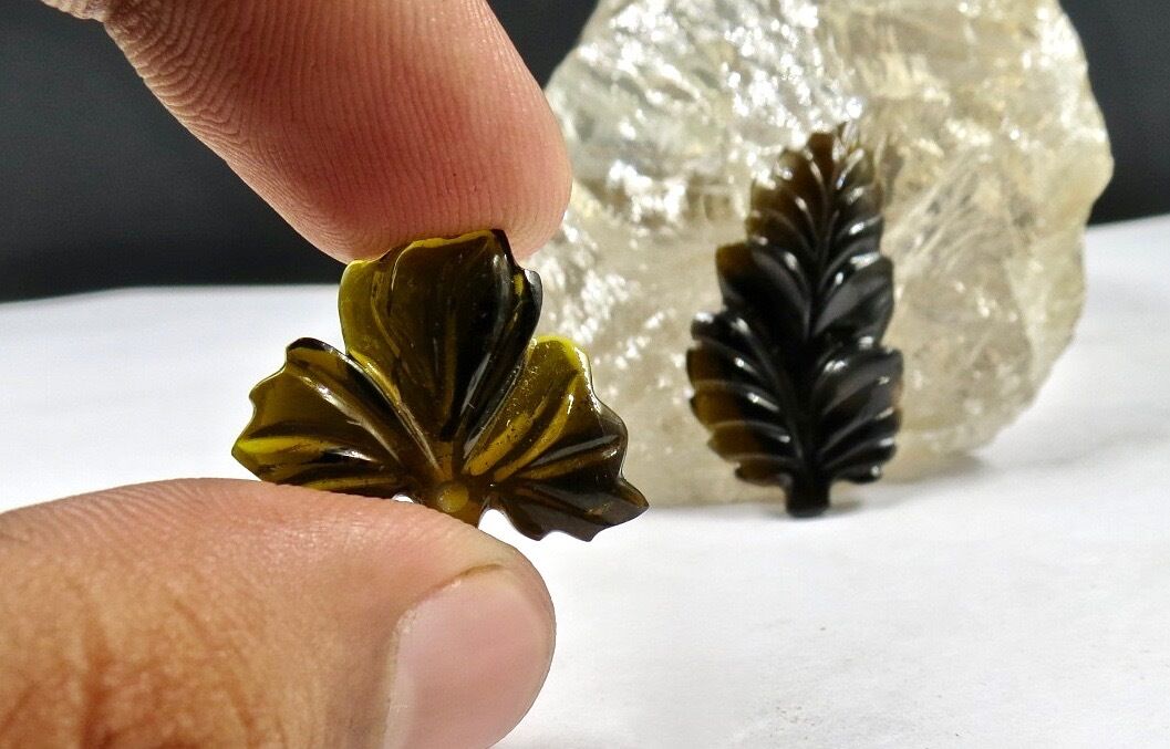 MULTI COLOUR TOURMALINE CARVED LEAVES 26.90 CTS GEMSTONE FOR DESIGNING JEWELLERY